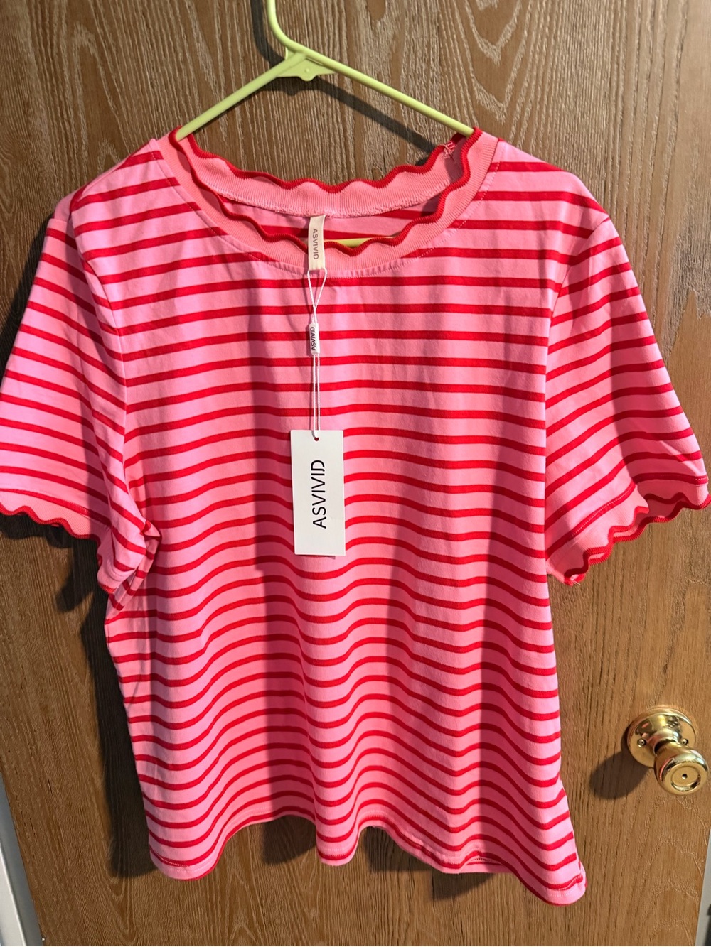 ViVi Pink and Red Striped Tee
